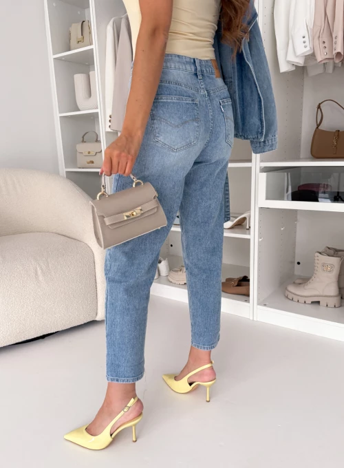 Casualowe spodnie jeansowe z niebieskiego denimu Nora 4
