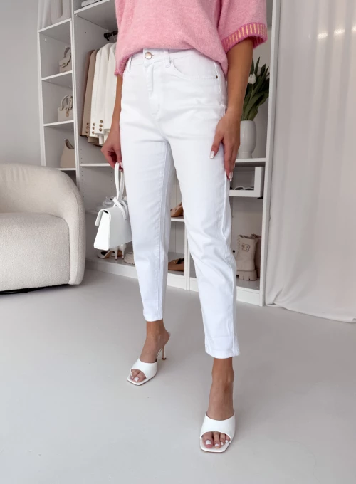 Spodnie jeansowe typu Mom Fit białe Gigi