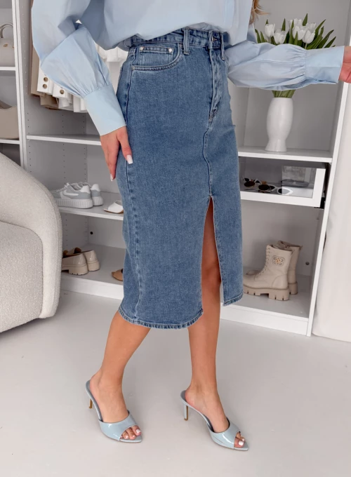 Spódnica Jeansowa midi z rozcięciem Hattie 4