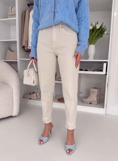 Spodnie jeansowe typu Mom Fit Gigi jasny beż