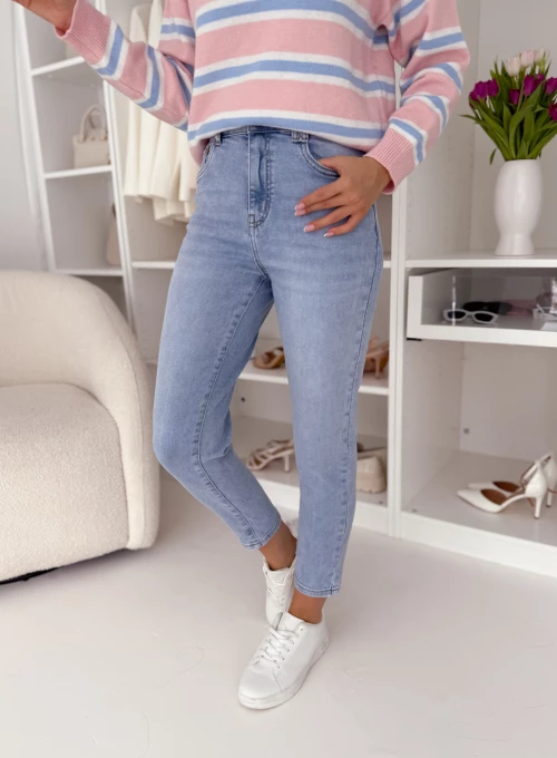 Dopasowane spodnie dżinsowe blue denim Livi