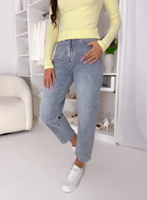 Spodnie dżinsowe typu Mom Fit blue denim Aura