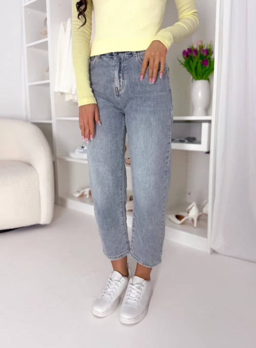 Spodnie dżinsowe typu Mom Fit blue denim Aura 1