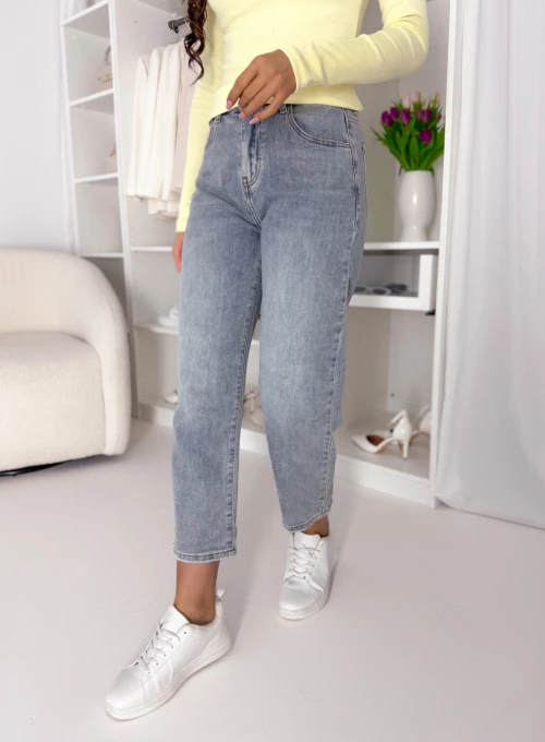 Spodnie dżinsowe typu Mom Fit blue denim Aura 2