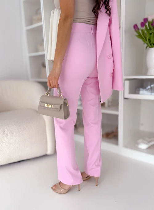 Spodnie Lavito by Glamour proste pudrowe 4