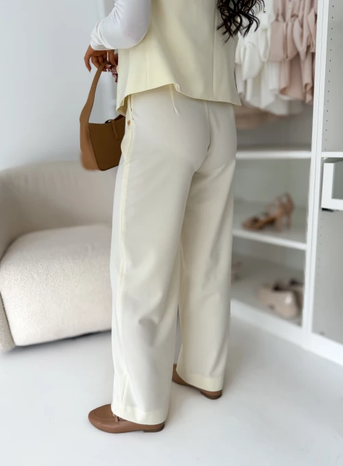 Eleganckie spodnie z prostą nogawką ecru Venus 4
