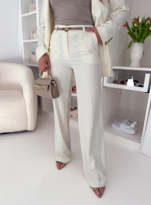 Spodnie kremowe Empire EDAN z gumką