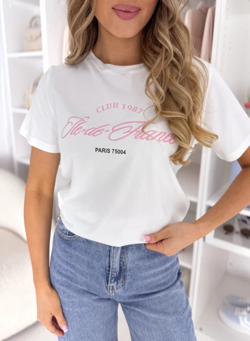 T-shirt bawełniany PARIS coconut 1