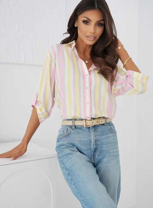 Elegancka koszula Lale soft yellow & pink stripes