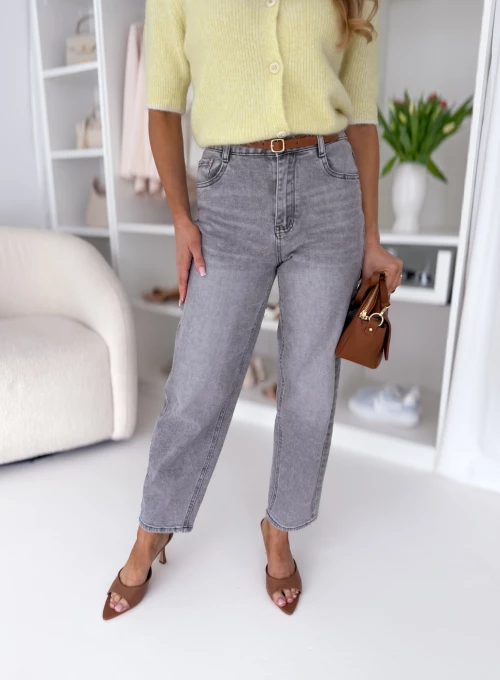 Spodnie jeansowe typu Mom Fit popielate Violette