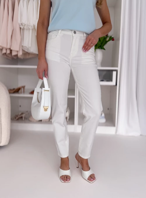 Dopasowane spodnie jeansowe kokosowe Camille