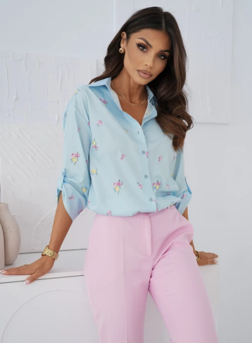 Elegancka koszula Lale baby blue flowers