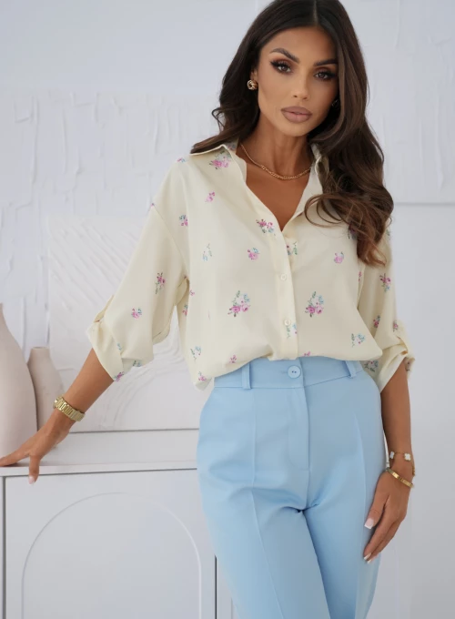 Elegancka koszula Lale soft yellow flowers