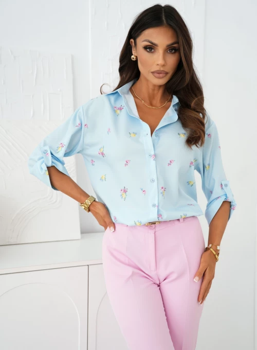 Elegancka koszula Lale baby blue flowers