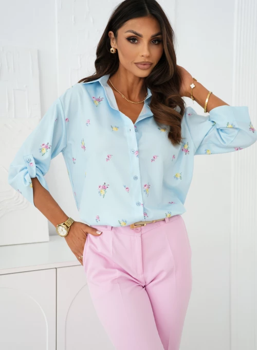 Elegancka koszula Lale baby blue flowers 3