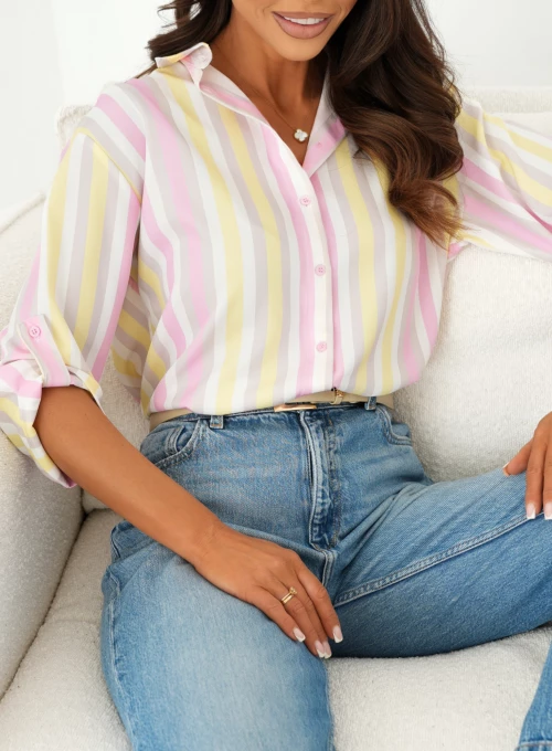 Elegancka koszula Lale soft yellow & pink stripes 1