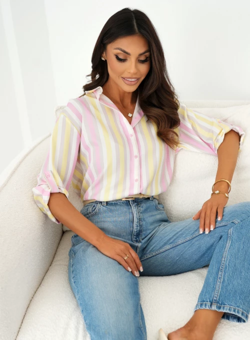 Elegancka koszula Lale soft yellow & pink stripes 2
