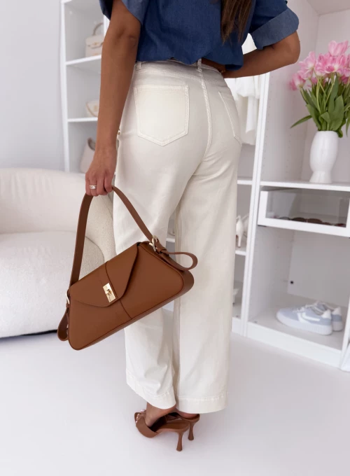 Spodnie z elastycznego jeansu typu Wide Leg w kolorze cream Liz 3