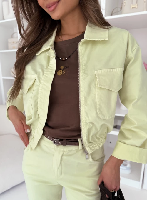 Lekka kurtka z kieszonkami limonkowa Eternal 1