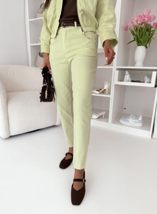 Bawełniane spodnie z paskiem limonkowe Eternal 2