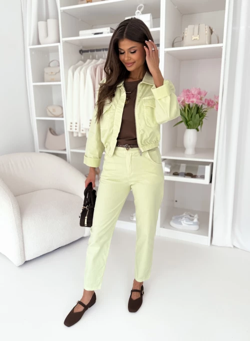 Bawełniane spodnie z paskiem limonkowe Eternal 3