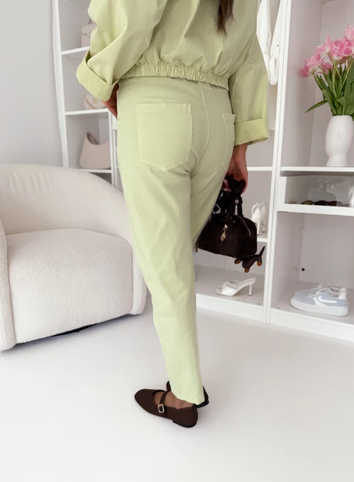 Bawełniane spodnie z paskiem limonkowe Eternal 4