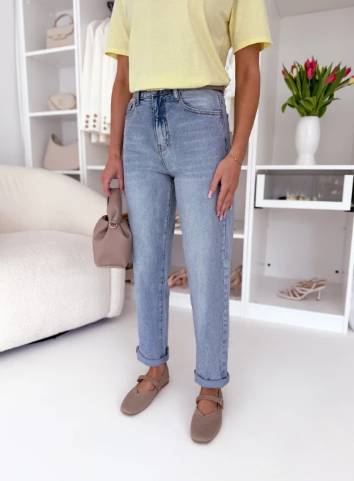 Spodnie z elastycznego jeansu typu Mom Fit Sky