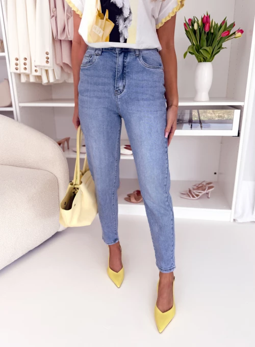 Dopasowane spodnie z jasnego jeansu Robin