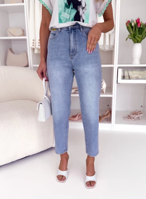 Spodnie z elastycznego jasnego jeansu typu Boyfriend Fit Kenzie