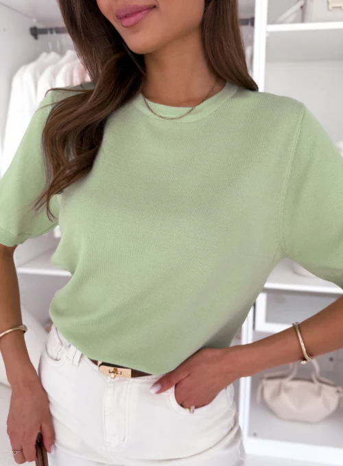 Bluzka swetrowa z okrągłym dekoltem zielony Favia 1