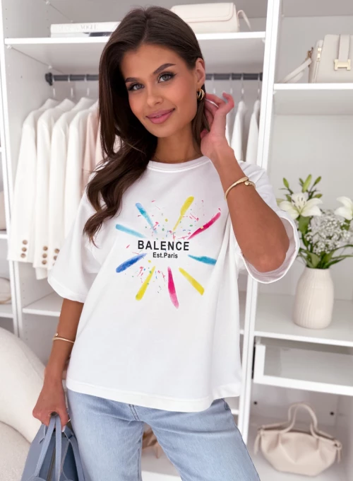 Bawełniana bluzka-bluza kokosowa z printem Nomi