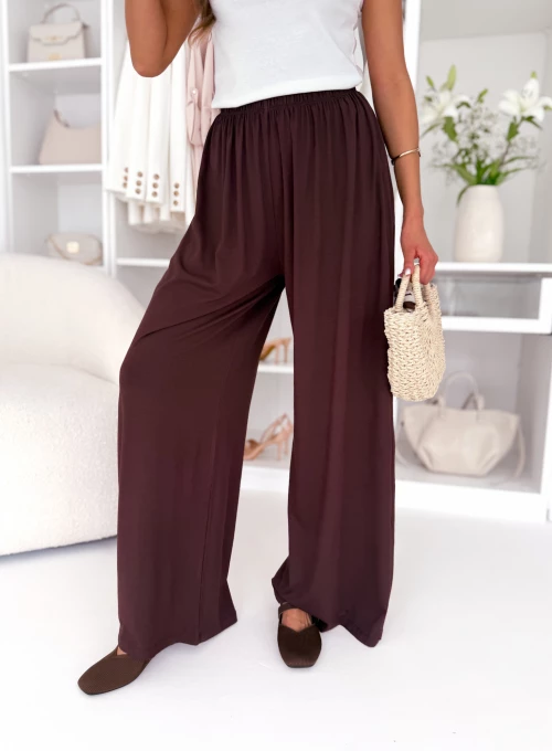 Bawełniane spodnie typu Wide Leg Refi czekoladowe