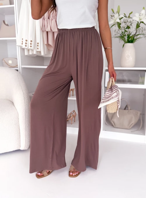 Bawełniane spodnie typu Wide Leg Refi Mocca