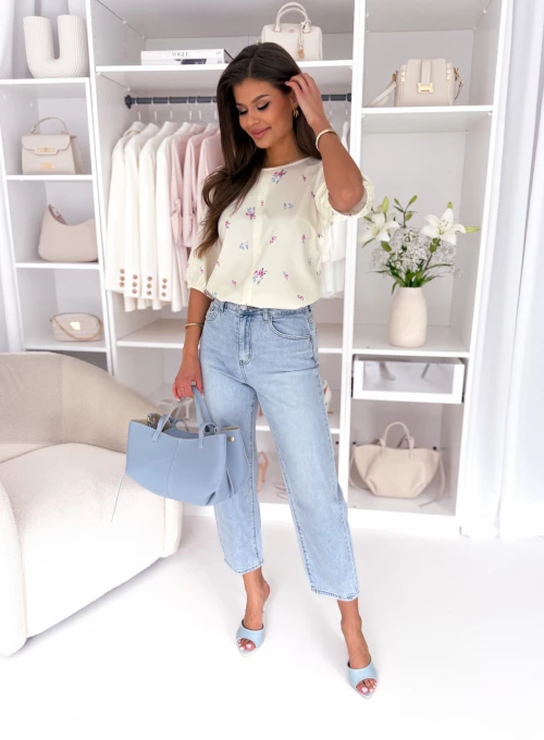 Elegancka wiskozowa bluzka z bufiastymi rękawkami soft yellow flowers Elodie 2