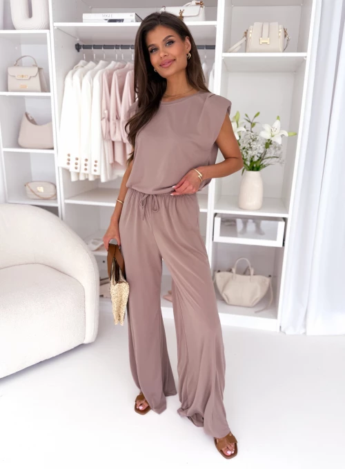 Komplet spodnie& bluzka w stylu boho mocca Elara