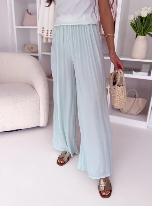 Zwiewne spodnie w stylu boho miętowe Belli