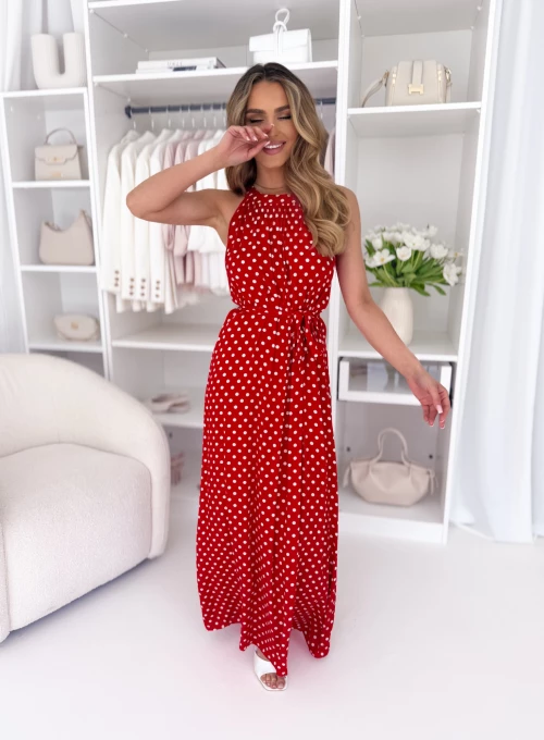 Sukienka maxi Carlo czerwona w grochy