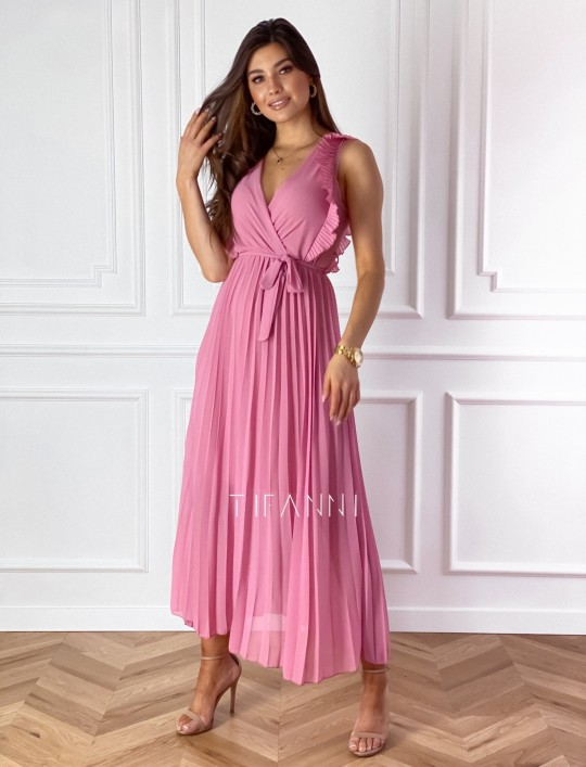 Długa plisowana sukienka Debra pink