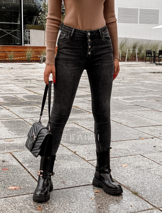 Spodnie jeansowe czarne 4 guziki Alesssa