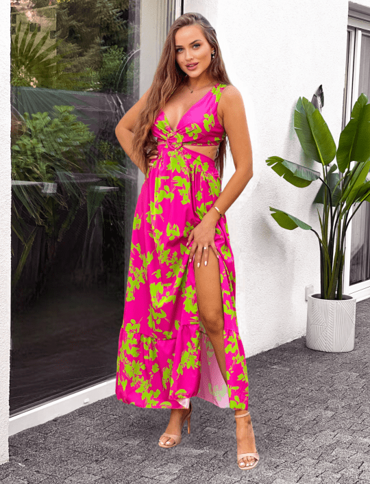 Sukienka maxi Lori pink&orange