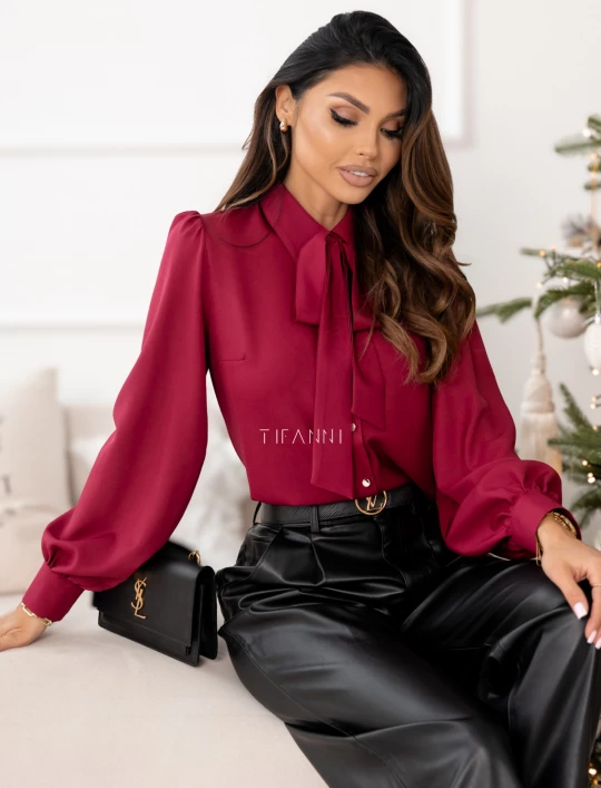 Koszula z krawatem Aria bordo