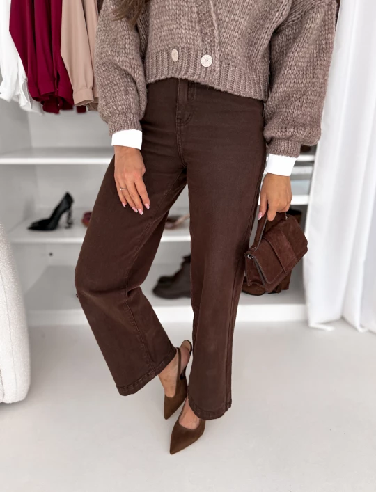 Spodnie jeansowe Wide Leg Sempre czekoladowe