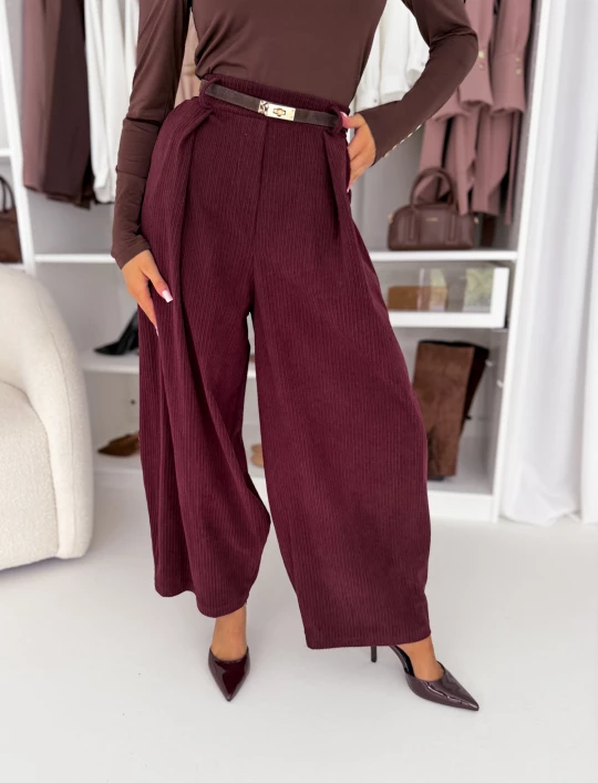Spodnie sztruksowe bordowe Brita