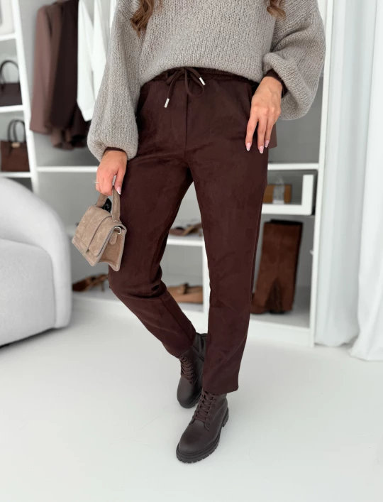 Spodnie zamszowe Bonni czekoladowe