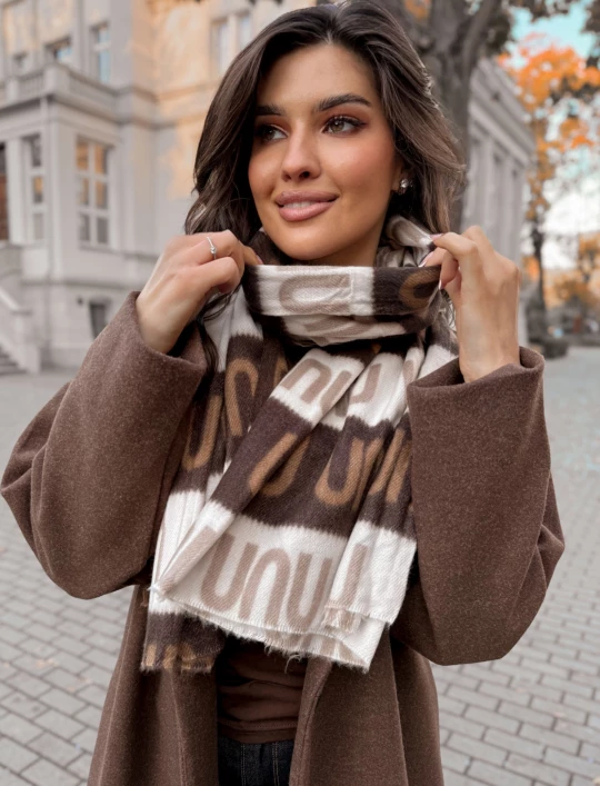 Szal Mura śmietanka czekolada