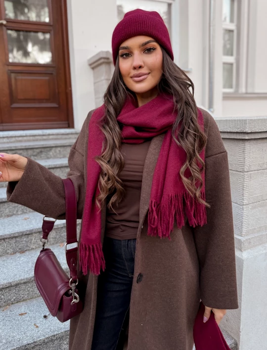 Czapka i rękawiczki Grayson bordowy