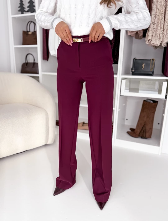 Spodnie burgundowe Empire EDAN z gumką