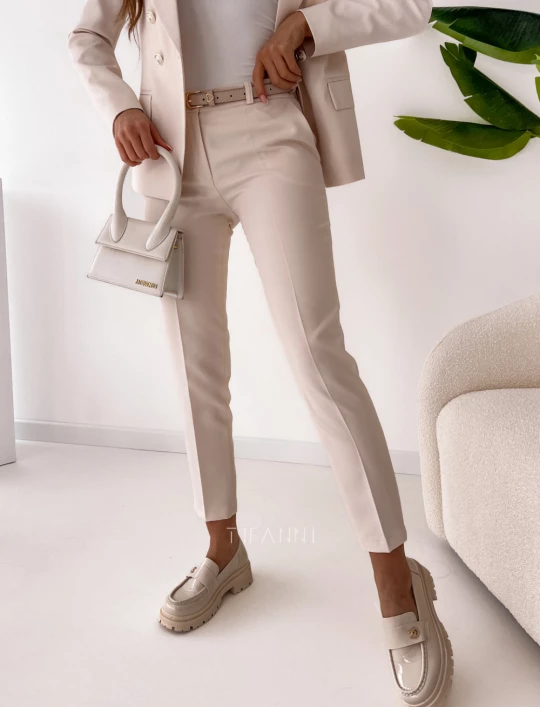 Spodnie cygaretki Glamour beżowe