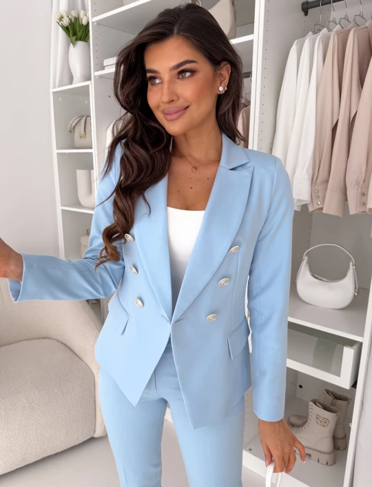Marynarka dwurzędowa Glamour baby blue