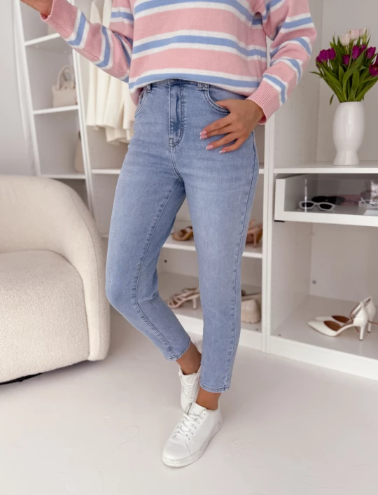 Dopasowane spodnie dżinsowe blue denim Livi